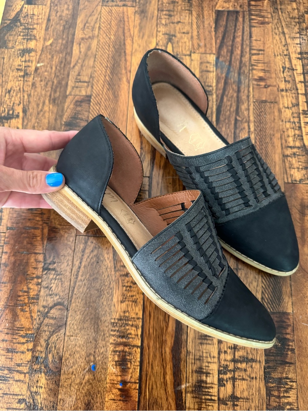 Mi.iM Freesia D’Orsay Woven Leather Genuine Leather Shoes in Black